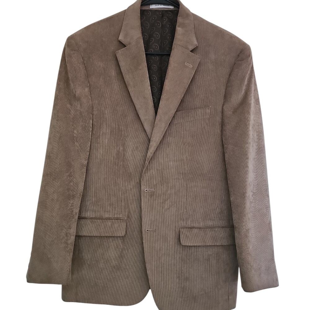 Chaps Men's 40R Brown Corduroy Sport Coat Blazer Paisley Lined Two Button